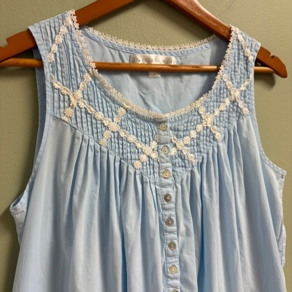 Eileen West Womens Cotton Ballet Nightgown Blue Lace Trim Cottagecore S Prairie - Picture 2 of 9